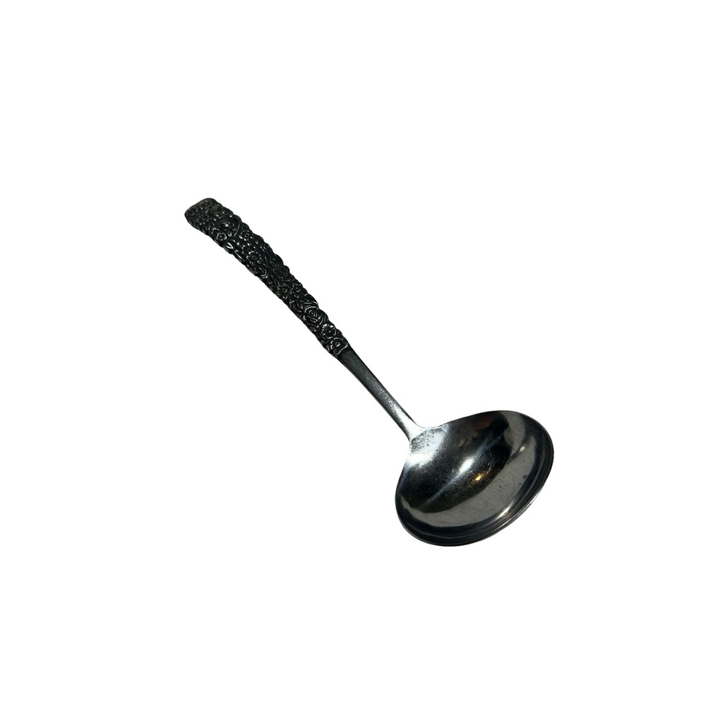 US National Stainless Lady Charming Gravy Ladle Floral Rose Pattern Japan